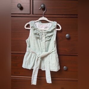 Janie and Jack green searsucker top sleeveless size 4 ruffles